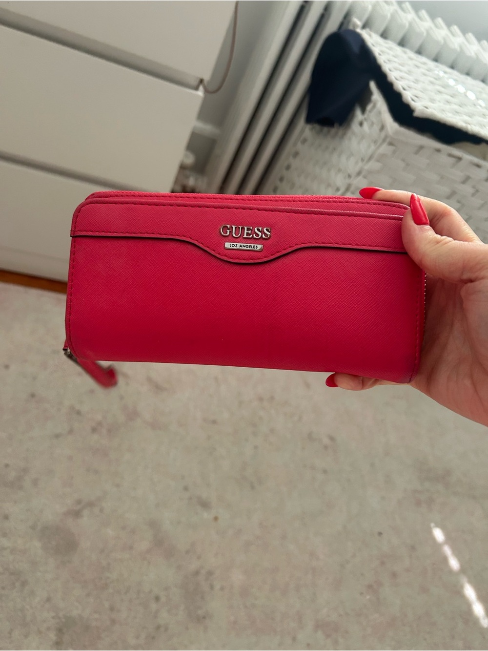 GUESS bright salmon/pink color wallet